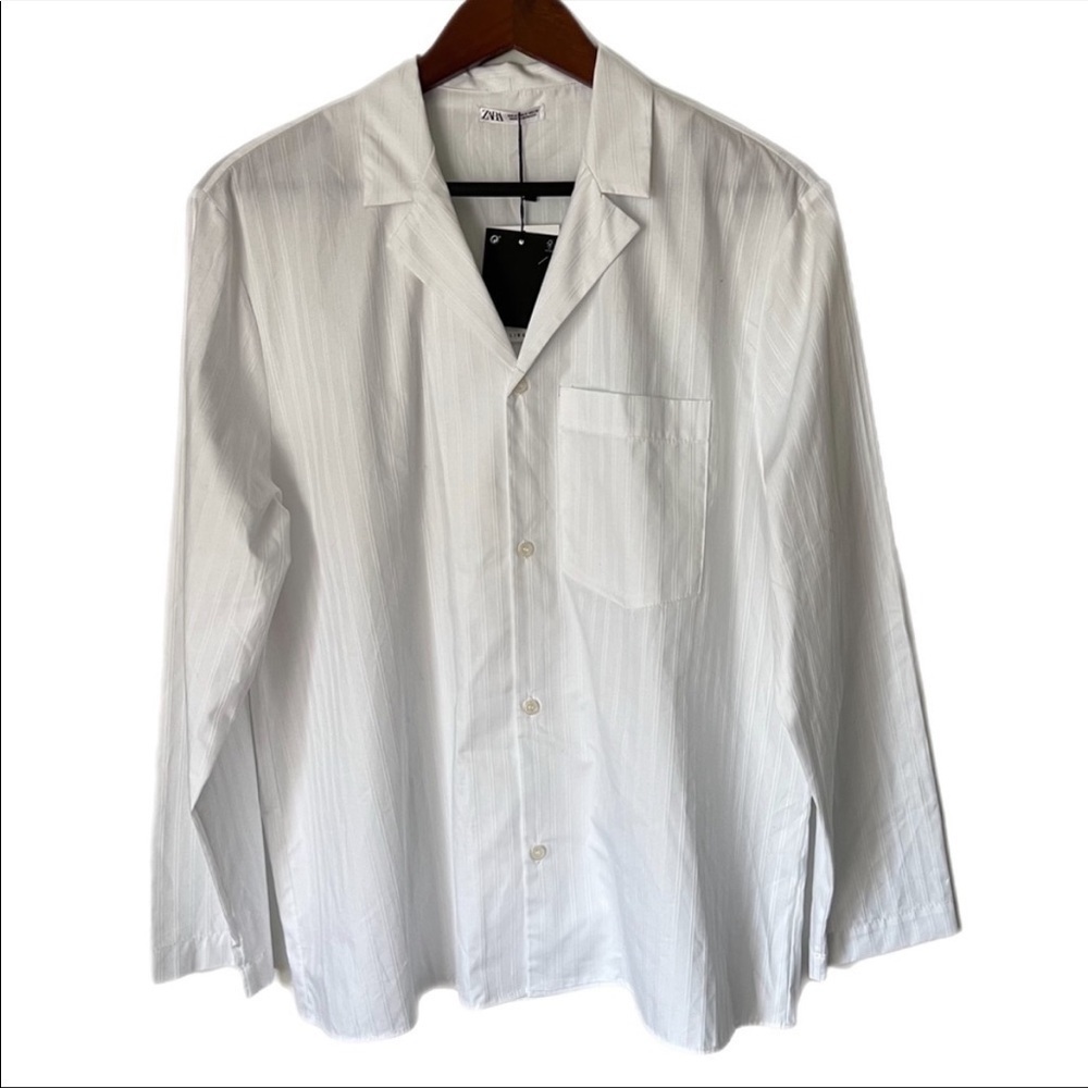 Zara Striped Button Down Boyfriend Sleep Shirt - Picture 2 of 7